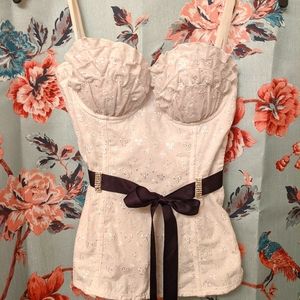 White Eyelet Lace Frederick's of Hollywood Corset